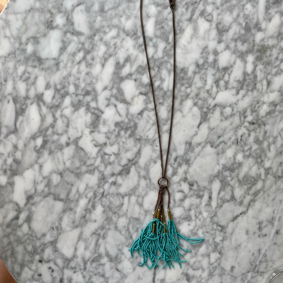 BOHO LONG PENDANT NECKLACE with TURQUOISE - Picture 5 of 5